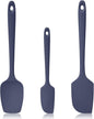 600ºF Heat Resistant Spatulas, High Heat Food Safe Semless Kitchen Silicone Scraper Set for Cooking Baking Mixing Scraping Stirring Nonstick Cookware Pan Bowl (3Pcs,Midniaht Blue)