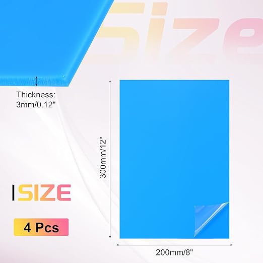 uxcell 4Pcs Acrylic Sheets 12x8 Inch Acrylic Panel 1/8 Inch-3mm Plastic Board for Picture Frames Sign Holders DIY Display Projects Craft, Blue