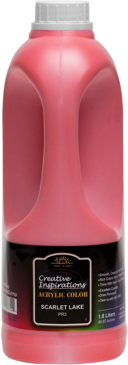 Creative Inspirations Acrylic Paint - Scarlet Lake - 1.8 Liter - Smooth & Creamy Consistency, Vibrant Pigmentation, Great Coverage for Artists - Clean Up with Soap & Water