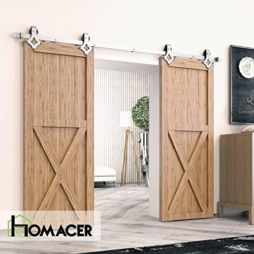 Homacer Brushed Nickel Non-Bypass Sliding Barn Door Hardware Kit, - Image 2