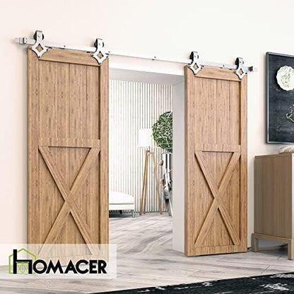 Homacer Brushed Nickel Non-Bypass Sliding Barn Door Hardware Kit, - Image 2