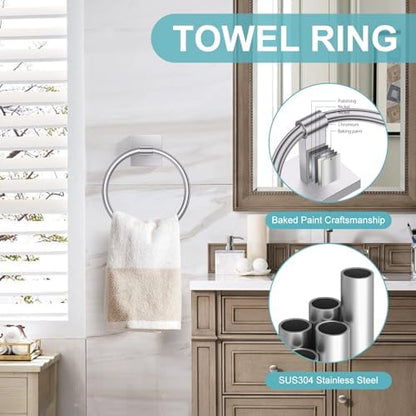 Brushed Nickel Bathroom Hardware Towel Bar Set, 5 Pieces Double Dase Toilet - Image 3