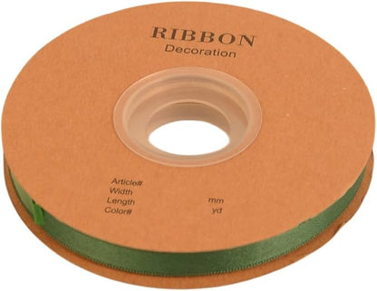 Double Side Satin Ribbon, Continuous 20 Yards,Use for Craft Bows Bouquet, Gift Wrapping, Wedding Decoration, Floral Arrangement (Dark Green, 3/8 inch)