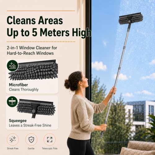 Cobweb Duster with Extension Pole, Window Squeegee, 3-in-1 Kit - Image 2