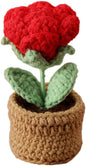 Rose Pin Cushion, Handmade Knitted Pincushions, Cute Pin Cushions Needle Holders for Sewing Quilting Accessory, DIY Crafts or Patchwork Decor.Potted Red Roses