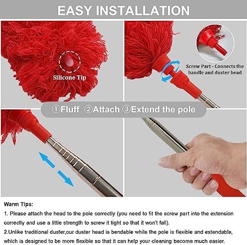 DELUX Microfiber Feather Duster Extendable Cobweb Duster - Image 2