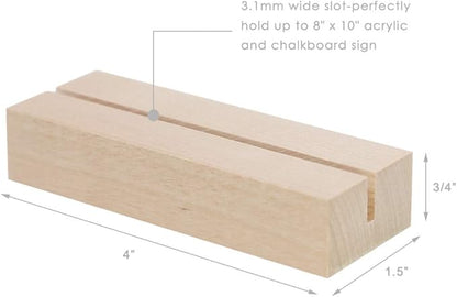 UNIQOOO 20 Pack 4" Wood Stands for Wedding Acrylic Sign, Wood Table Number Holders for 1/8 Thick Acrylic Sheets | Wedding Display Stand, Card Holder, Great for Bar Menu, Retail Sign, Party and Events