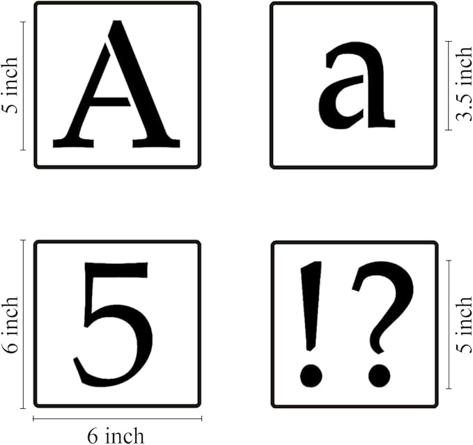 5 Inch Alphabet Letter Stencils for Painting - 70 Pack Letter and Number Stencil Templates with Signs for Painting on Wood, Reusable Letters and Numbers Stencils for Chalkboard Wood Signs & Wall Art
