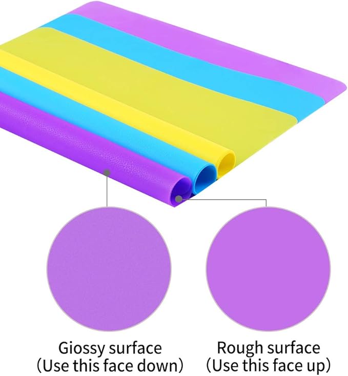 3 Pack Silicone mat Large Silicone Sheets for Crafts, Liquid, Resin Jewelry Casting Molds Mat, Silicone Placemat 15.7” x 11.8” (Blue& Purple & Yellow)