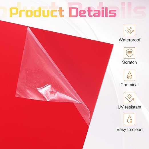 uxcell 4Pcs Acrylic Sheets 12x6 Inch Acrylic Panel 1/8 Inch-3mm Plastic Board for Picture Frames Sign Holders DIY Display Projects Craft, Red
