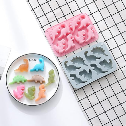 2 Pack Cute Dinosaur Silicone Molds 3D Dinosaur Themed Baking Mould Tray DIY Baking Tool for Chocolate Cake Dessert Candy Mousse Pastry Handmade Soap Cupcake Topper