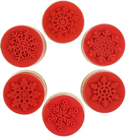 DECORA 6 Pieces Snowflake Floral Wooden Rubber Stamps for Card Making Scrapbooking and Crafts