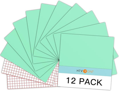 HTVRONT Mint Permanent Vinyl for Cutting Machine,12 Pack Permanent Bundle,10 Mint Vinyl Sheets 12" x 12" & 2 Transfer Tape Sheets for Party Decoration, Sticker, Craft Cutter, Car Decal (Glossy)