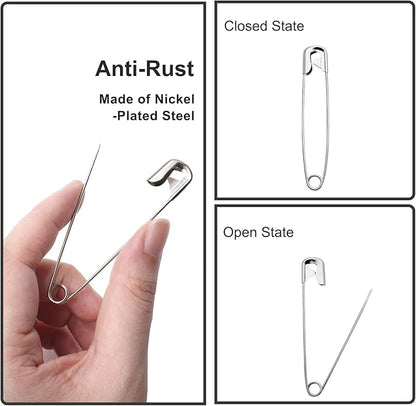 200 PCS 1.1 Inch Heavy Duty Silver Metal Sewing Pins for DIY Crafts Jewelry Making Baby Clothing, Nickel Plated