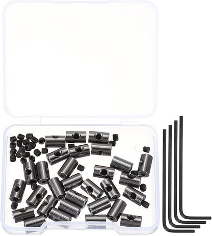 MECCANIXITY 30 Pcs Metal Locking Pin Backs, Locking Pin Keepers Locking Clasp 9mm(H) with 4 Wrench Replacement in Storage Case for Badge, Brooch, Black Tone