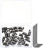 MECCANIXITY 30 Pcs Metal Locking Pin Backs, Locking Pin Keepers Locking Clasp 9mm(H) with 4 Wrench Replacement in Storage Case for Badge, Brooch, Black Tone
