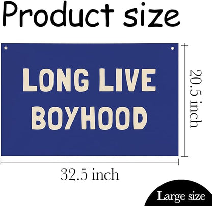 Long Live Boyhood Banner, Boys Room Decor, Canvas Banner Wall Hanging Flag Decor for Nursery Playroom Toddler Room