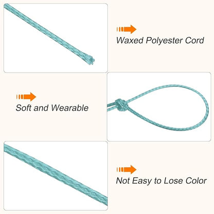MECCANIXITY Waxed Cord 0.5mm Waxed Polyester Cord 175 Yard Wax String for Bracelet Making, Necklaces, Beading, Jewelry Making and DIY Crafts(Lake Blue)