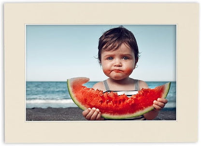 5x7 Mat for 8.5x11 Frame - Precut Mat Board Acid-Free Show Kit with Backing Board, and Clear Bags Textured Cream 5x7 Photo Matte For a 8.5x11 Picture Frame Matboard for Framing, Pack of 25 Mats