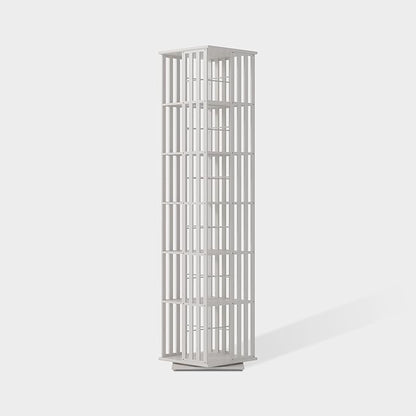 YOWOS Rotating Bookshelf Tower, 360 Display Spinning Bookcase, Bamboo Bookshelf Floor Standing Storage Rack, Wood Narrow Book Shelf Organizer for Kids&Adults (White, 6 Tier)