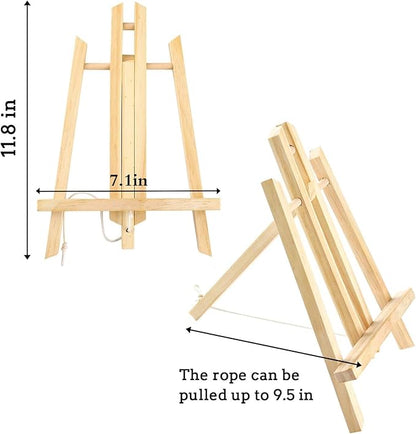 AROIC Wood Easels, Easel Stand for Painting Canvases, Art, and Crafts. (11.8 inch, 4 Pack), Tripod, Painting Party Easel, Kids Student Table School Desktop, Portable Canvas Photo Picture Sign Holder