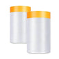 Painters Plastic with Tape 22" x 66',Pre-Taped Masking Film for Painting,Paint Protection Film with Built-in Tape, Drip-Free Painting for Cars,Walls, Floors, Furniture（2 Rolls）