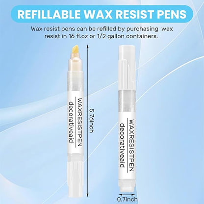 Marspark 2 Set Wax Resist Pens for Pottery Glaze Refillable Ceramic Pens for Decorating Under Pottery Bisque Not Contain Wax