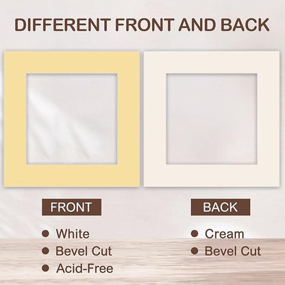 15 Pack 12x12 Picture Mats, Mixed Colors Frame Mattes for 8x8 Pictures Photo Frame Mat Core Bevel Cut Mat Board Show Kit for Photos, Prints, Artworks
