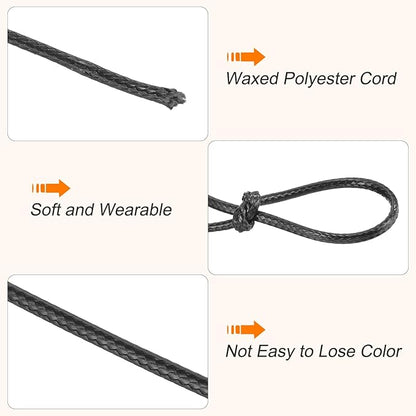 MECCANIXITY Waxed Cord 2.5mm Waxed Polyester Cord 87 Yard Wax String for Bracelet Making, Necklaces, Beading, Jewelry Making and DIY Crafts(Black)