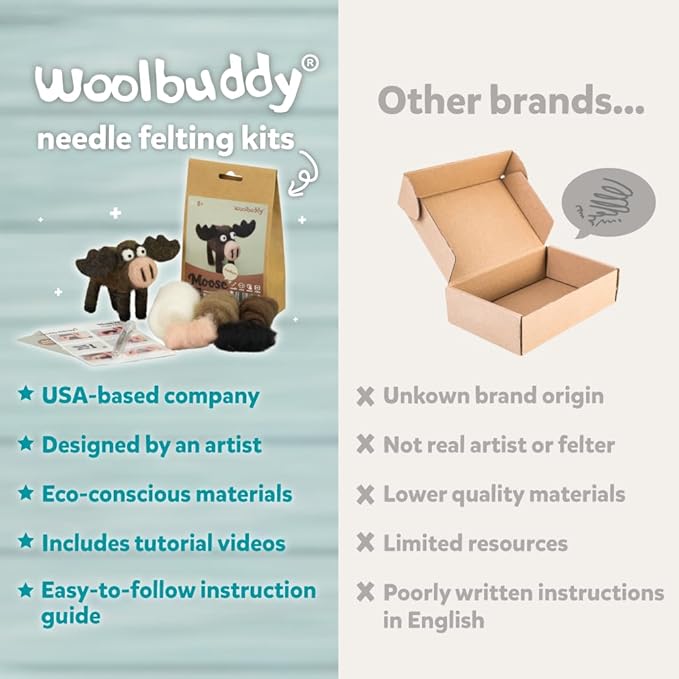 Woolbuddy Needle Felting Kit for Beginners Adults, Penguin Sea Animal Project, Includes Supplies, Two Needles, and Clear Instructions for Creative Crafts