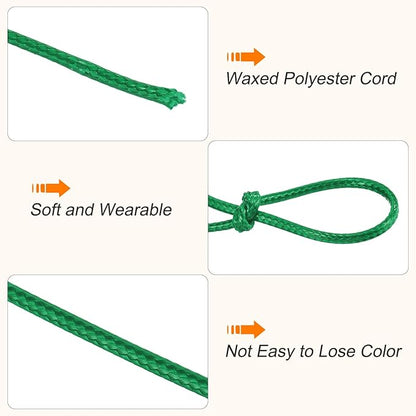 MECCANIXITY Waxed Cord 0.5mm Waxed Polyester Cord 175 Yard Wax String for Bracelet Making, Necklaces, Beading, Jewelry Making and DIY Crafts(Dark Green)