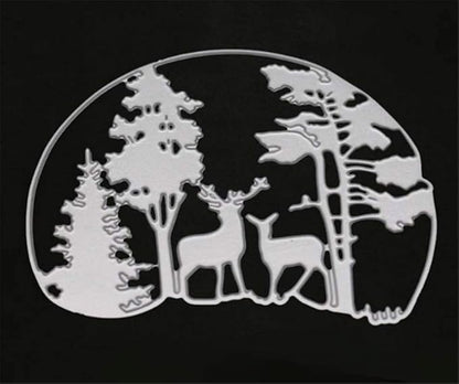 Metal Cutting Dies DIY Merry Christams Embossing Stencil Template Scrapbooking Card Making Mold Photo Album Arts Crafts Tools (Christmas Tree and Deer -12.5x10cm)