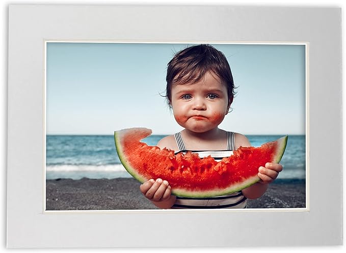 8x10 Mat Bevel Cut for 5x8 Photos - Acid Free Metallic Silver Precut Matboard - For Pictures, Photos, Framing - 4-ply Thickness
