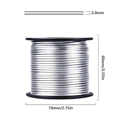 Aluminum Craft Wire, 95 Feet 2.0mm/ 14 Gauge Soft Silver Metal Bendable Sculpting Aluminum Wire Roll Bulk for DIY Crafts Jewelry Making