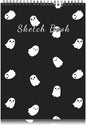 Cabreche Sketch Book Top Spiral Bound Sketch Pad, 9 x 12 inch,100GSM Thick Paper,50 Sheets 100 Pages,Art Sketchbook Artistic Aesthetic Writing Drawing Paper for Girls Women Cool Little Specter-Black