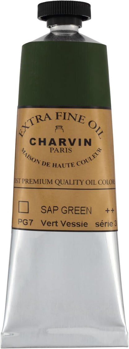 Charvin Extra Fine Oil Paint, Sap Green 60 ml - Triple-Milled, Rich Texture, Poppy Oil-Based, Light-Fast, Handmade, Archival Quality