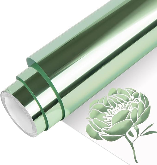VINYL FROG Metallic Foil HTV Vinyl Roll 12" x5ft Mint Green Chrome Heat Transfer Vinyl Iron on Vinyl Easy to Cut & Weed DIY Heat Press Design for T-Shirts