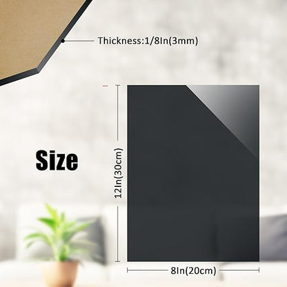 8×12In Clear Black Acrylic Sheet for Laser Cutting 3mm Thick Hard Laser Acrylic Sheet Black Pastic Sheet for Home Decor Sign,DIY Materials for Photo Frame