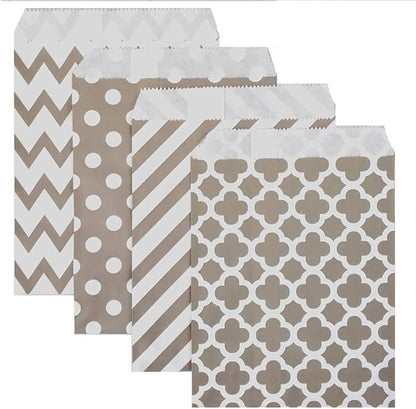 KEYYOOMY 200 Pcs Grey Candy Buffet Bags - Small Polka Dot Paper Treat Bags for Wedding & Birthday Party (5 x 7 inch)