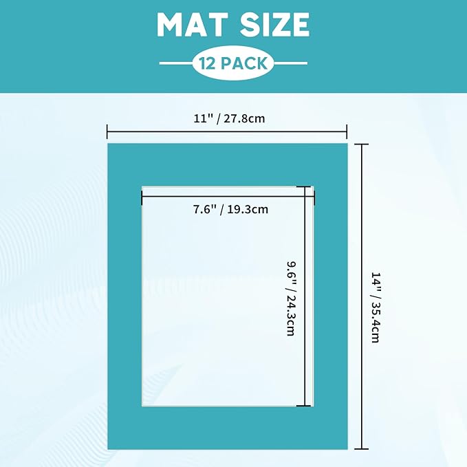 ZBEIVAN 12 Packs Mixed Colors 11x14 Picture Frame Mats for 8x10 Photos, Artworks and Prints, White Core Bevel Cut Frame Mattes