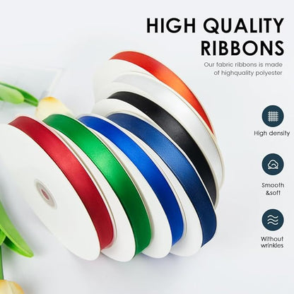1/8" Wide x 100 Yards Single Face Polyester Satin Ribbon, Satin Ribbon for Crafts, Gift, Hair Bows, Wedding Party Decoration, Bow Making & Other Projects (Green)