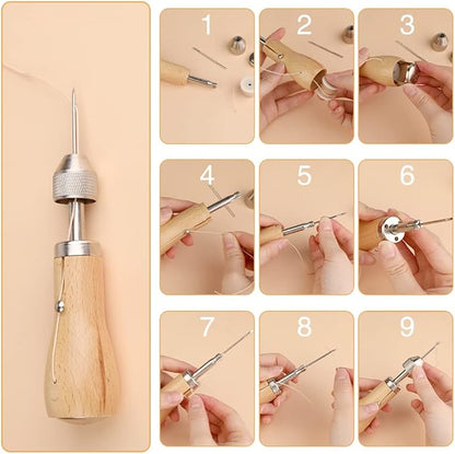 6 Pack Waxed Thread Leather Sewing Awl Replacement Spools, Repair Stitch Thread, Leather, Canvas Sewing Awl for All Stitching Tool, 3-Color