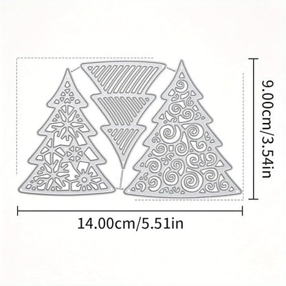 Lapoo Festivals Metal Cutting Die for Scrapbooking - Durable, Cut Stencils for DIY Scrapbook Photo Album Decorative Paper Card, Card Making Supplies, Embossing (A Christmas Tree Set 5.5 x 3.5 in)