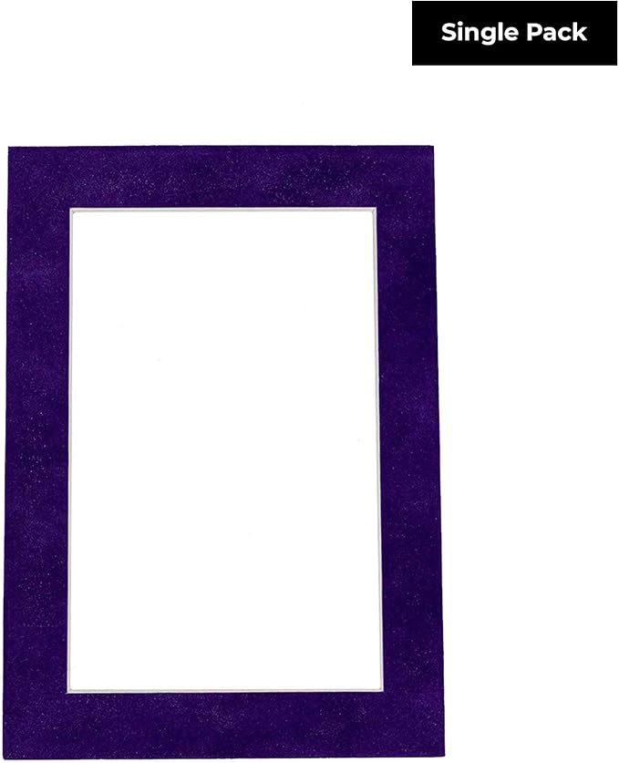 8x10 Mat Bevel Cut for 5x8 Photos - Acid Free Purple Crocus Suede Precut Matboard - For Pictures, Photos, Framing - 4-ply Thickness