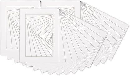 6x8 Mat for 8x10 Frame - Precut Mat Board Acid-Free White 6x8 Photo Matte Made to Fit a 8x10 Picture Frame, Premium Matboard for Family Photos, Show Kits, Art, Picture Framing, Pack of 25 Mats