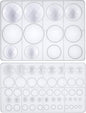 FUNSHOWCASE Cabochon Gem Resin Silicone Molds for Cake Decoration, Polymer Clay, UV Epoxy Urethane Polyresin Jewelry Making, Faceted and Round Domes Set of 2 Trays Circle Diameter 0.2-2.3inch