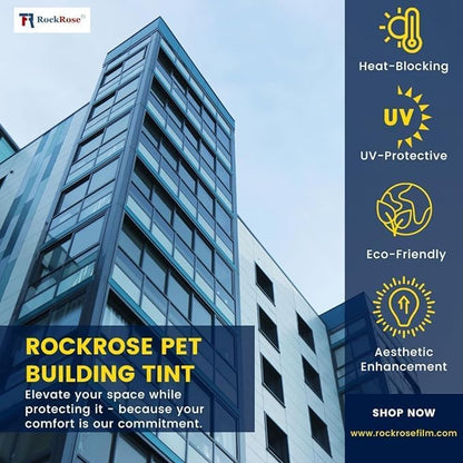 Rockrose Professional Window Tint for Home – One Way Privacy Window Film for Home Offices Heat Blocker Reflective Adhesive Mirror Tint with 99% UV Block – Blue-Silver 24 in x 25FT