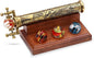 RII Brass Kaleidoscope | Vintage Antique Etched Brass Design | Interchangeable Marble Scope | Includes Wooden Display Stand | 8x3x3 Inches | Perfect for Collectors, Home Decor & Nautical Gift