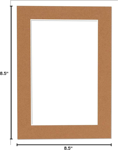 Poster Palooza 8.5x11 Mat Bevel Cut for 7x9 Photos - Acid Free Aged Oak Brown Precut Matboard - For Pictures, Photos, Framing - 4-ply Thickness