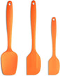 Silicone Spatula 3-piece Set, Ergonomic Handle High Heat-Resistant Spatulas, Non-stick Rubber Spatulas with Stainless Steel Core, Orange